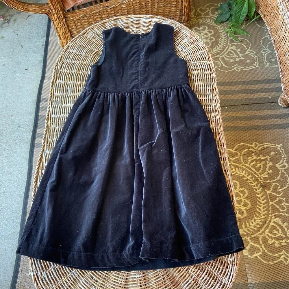 Gymboree Girls Dress Sz 7 Black Velvet Pintuck Jumper Holiday Cheer Vintage‎ XXL